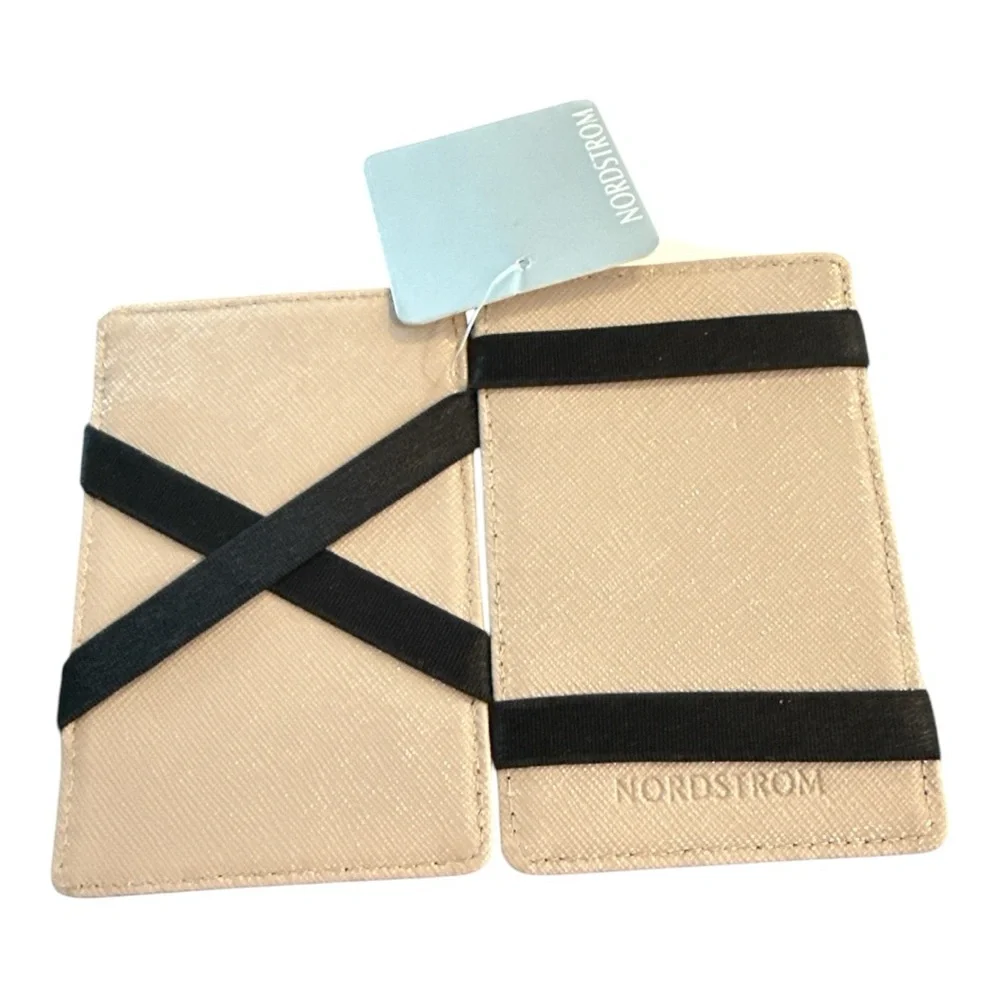 NWT Nordstrom  Black Leather cardholder wallet